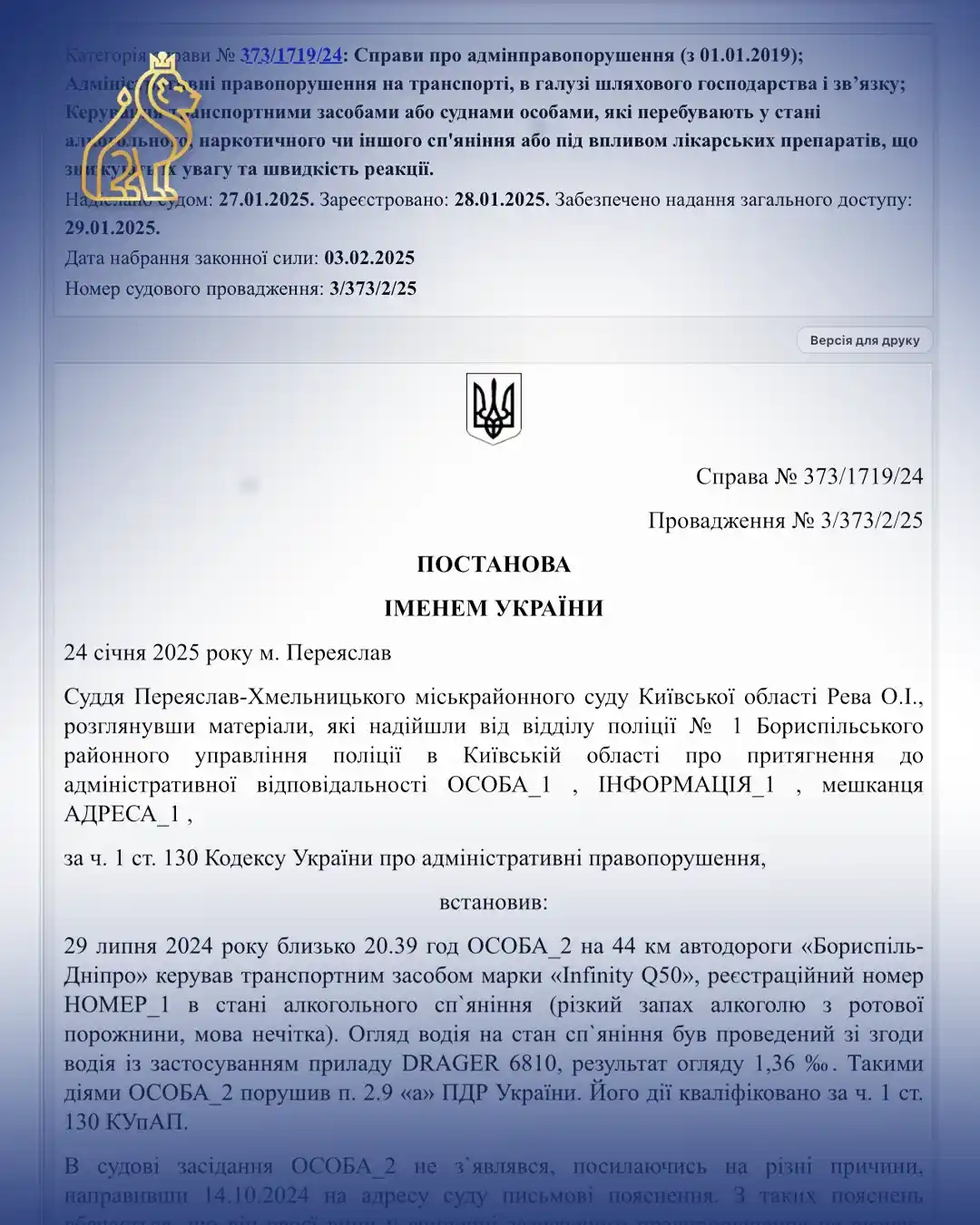 unyknennia pozbavlennia prava keruvannia pry vynesenni rishennia za st 130